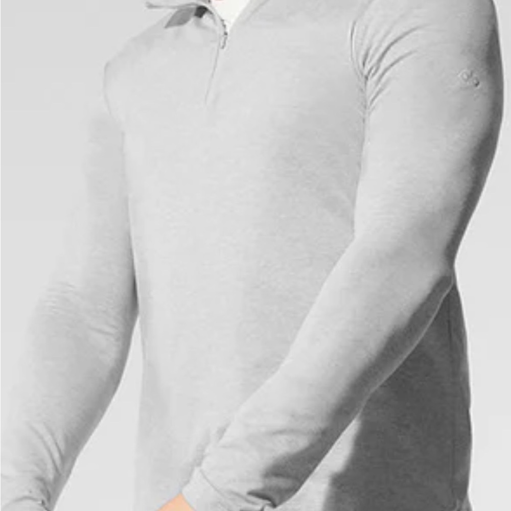 ALO Yoga Men's Light Gray Long-Sleeve Polo